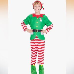 NWT Kids Green and Red Elf Costume  4-6Y